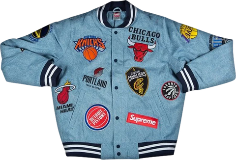 Supreme x Nike x NBA Teams Warm Up Jacket 'Denim'