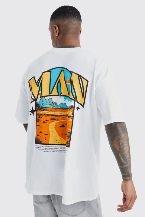 OVERSIZED EXTENDED NECK MAN SCENIC T-SHIRT