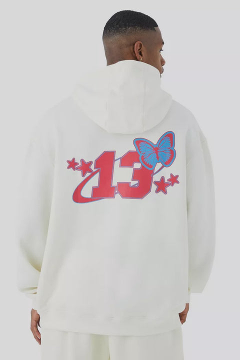 OVERSIZED VARSITY BUTTERFLY GRAPHIC HOODIE