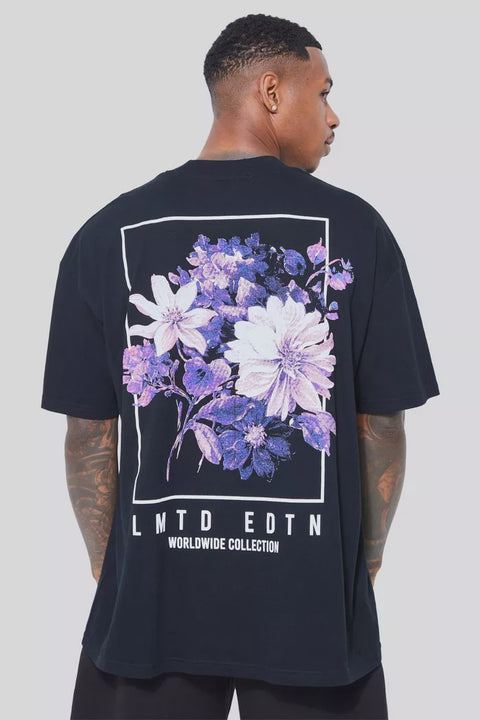 OVERSIZED FLORAL BACK GRAPHIC T-SHIRT